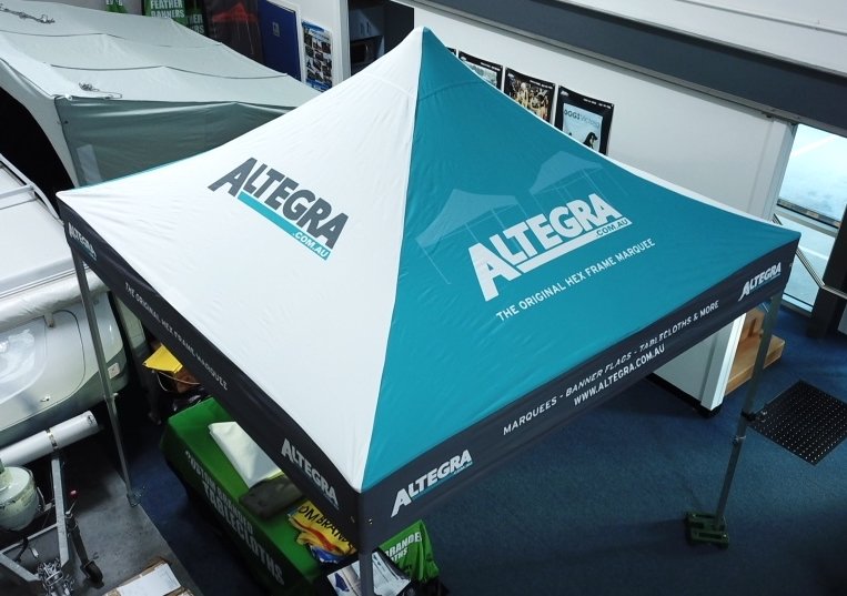 Altegra branded marquee - different colour pitches